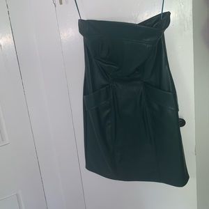KENDALL & KYLIE Vegan leather green strapless dress worn once